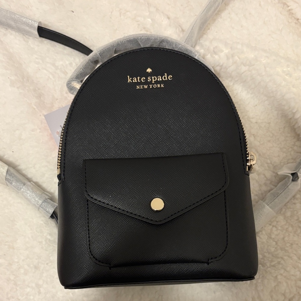 Kate Spade Black Backpack with Gold Accents